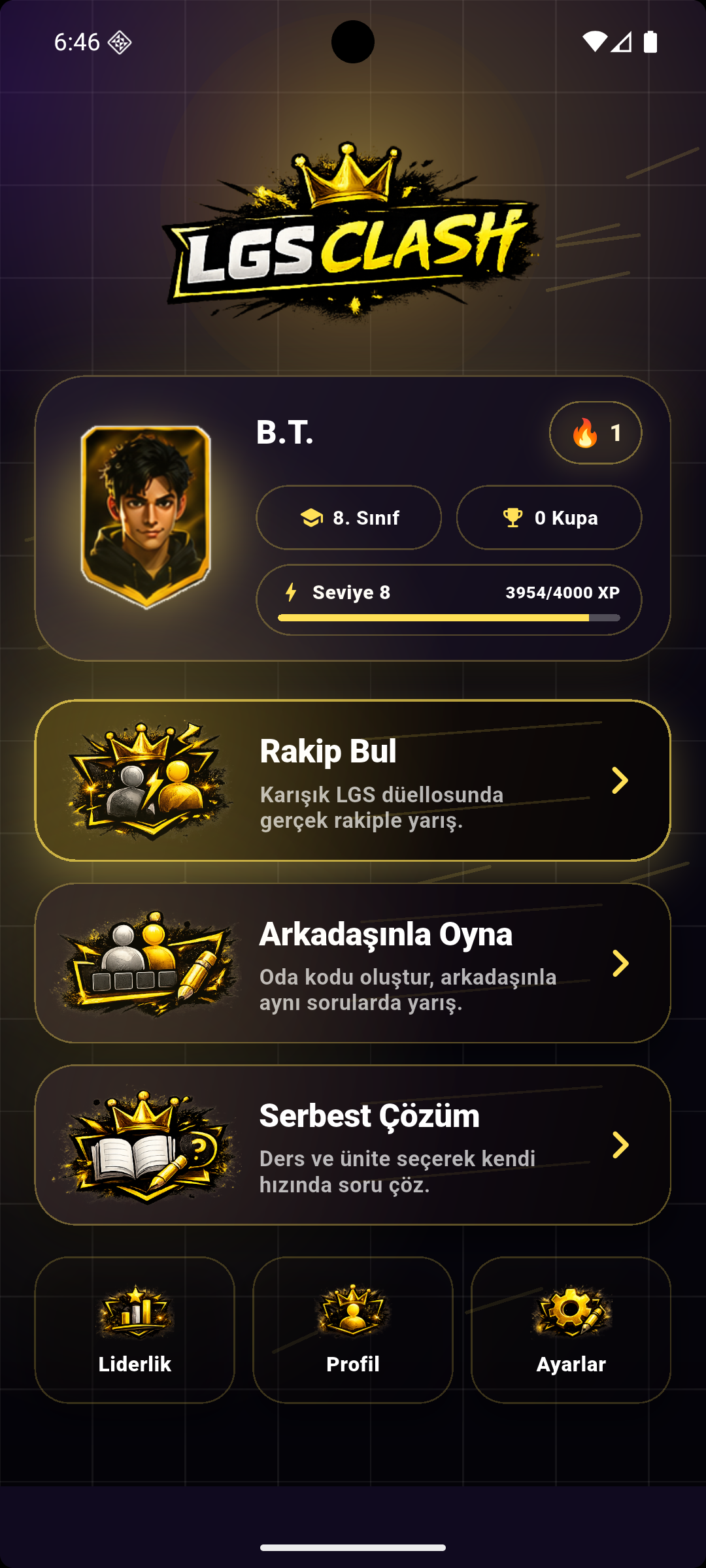 LGS Clash ana ekranı